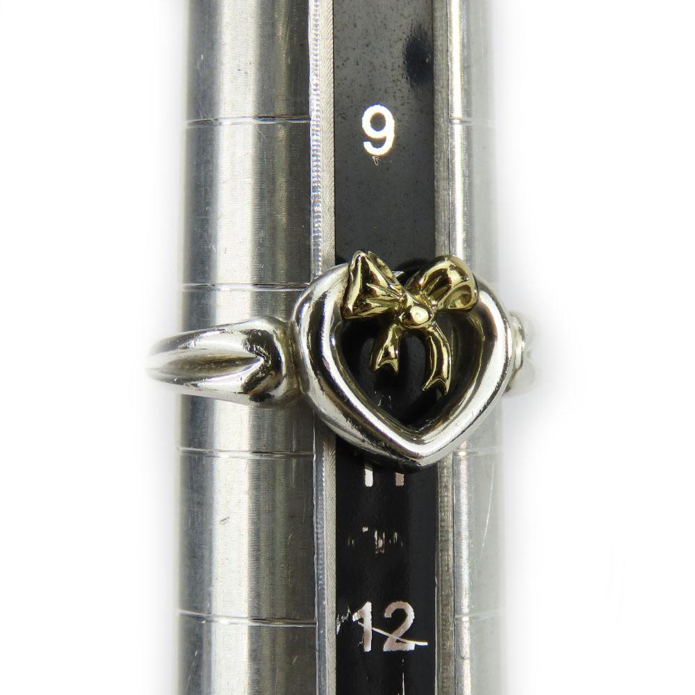 Used TIFFANY&Co. Ring Heart Ribbon EU#50.5 Silver925/K18 Yellow Gold 3.5g Silver Yellow Gold