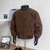 Ανδρικό casual δερμάτινο μπουφάν streetwear αμερικανικού στυλ με όρθιο γιακά, μοντέρνο ανδρικό μπουφάν bomber μοτοσικλετιστή