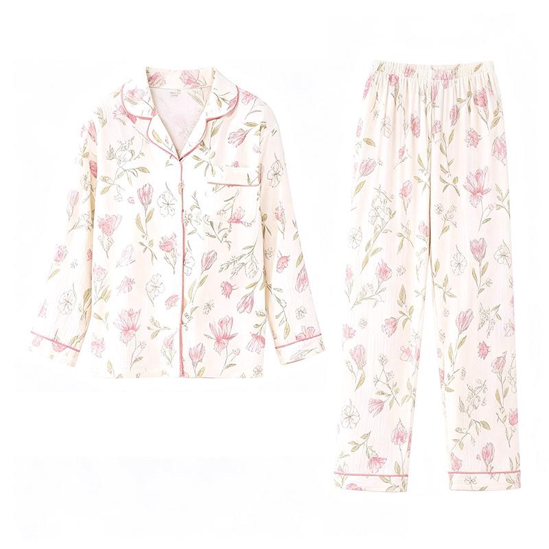 Women's 2025 Spring & Autumn Cotton Pajama Set: Long Sleeve Cloud Cotton Homewear