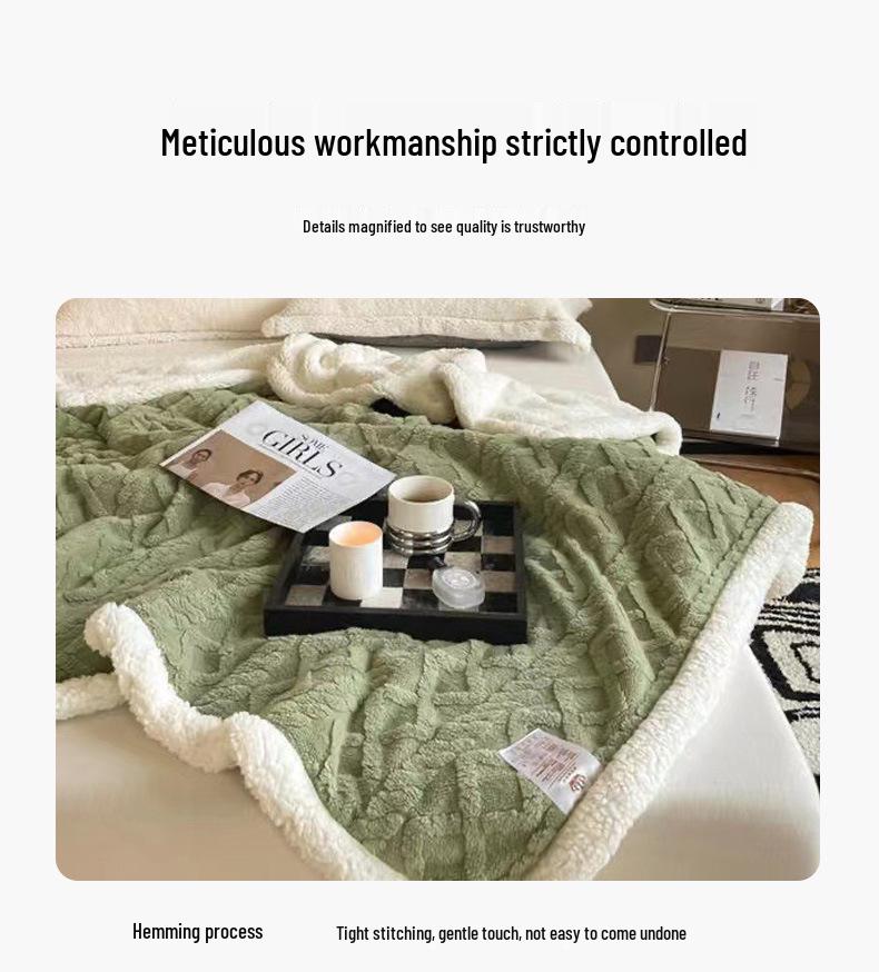 Portable Taffeta & Lambswool Nap Blanket for Students and Offices