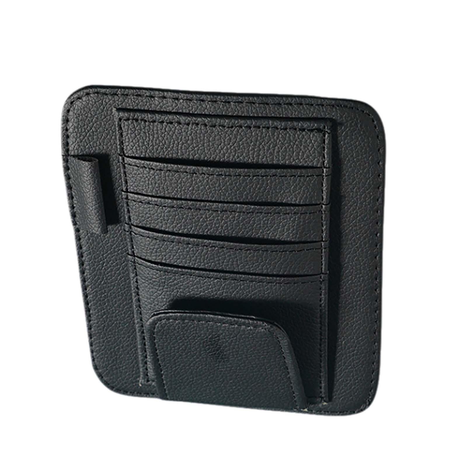 

Автомобильные принадлежности, держатель для автомобиля, солнцезащитный козырек, держатель для удостоверения личности, многофункциональный кожаный держатель для ручек, держатель для очков для автомобилей One Size чёрный