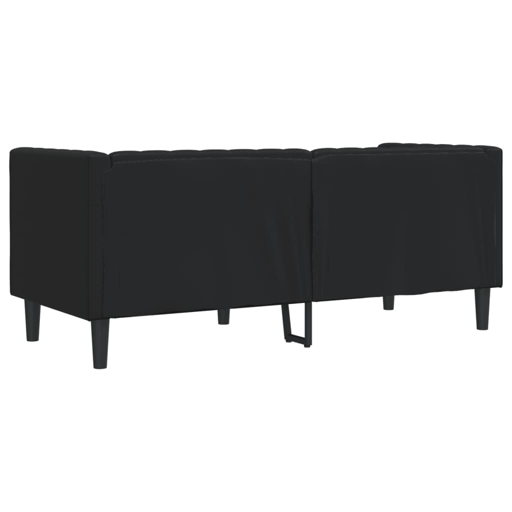 Vidaxl Sofa Chesterfield, 2-Os., Czarna, Tapicerowana Sztuczną Skórą
