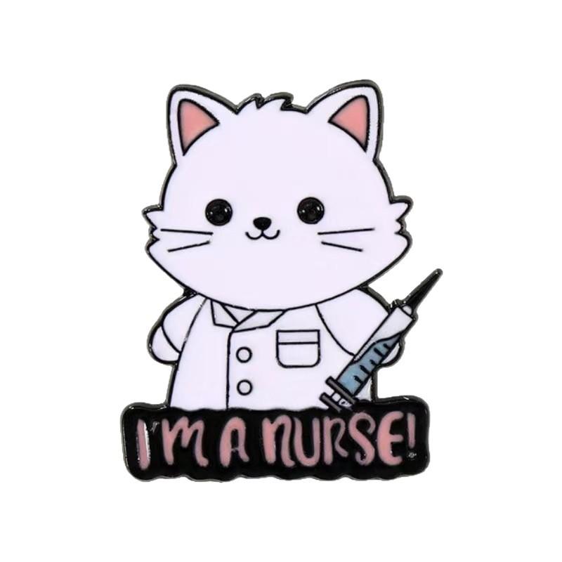 Cartoon Cat Doctor Alloy Brooch Personality Cute Animal Doctor Metal Badge Badge Nurse Accessories