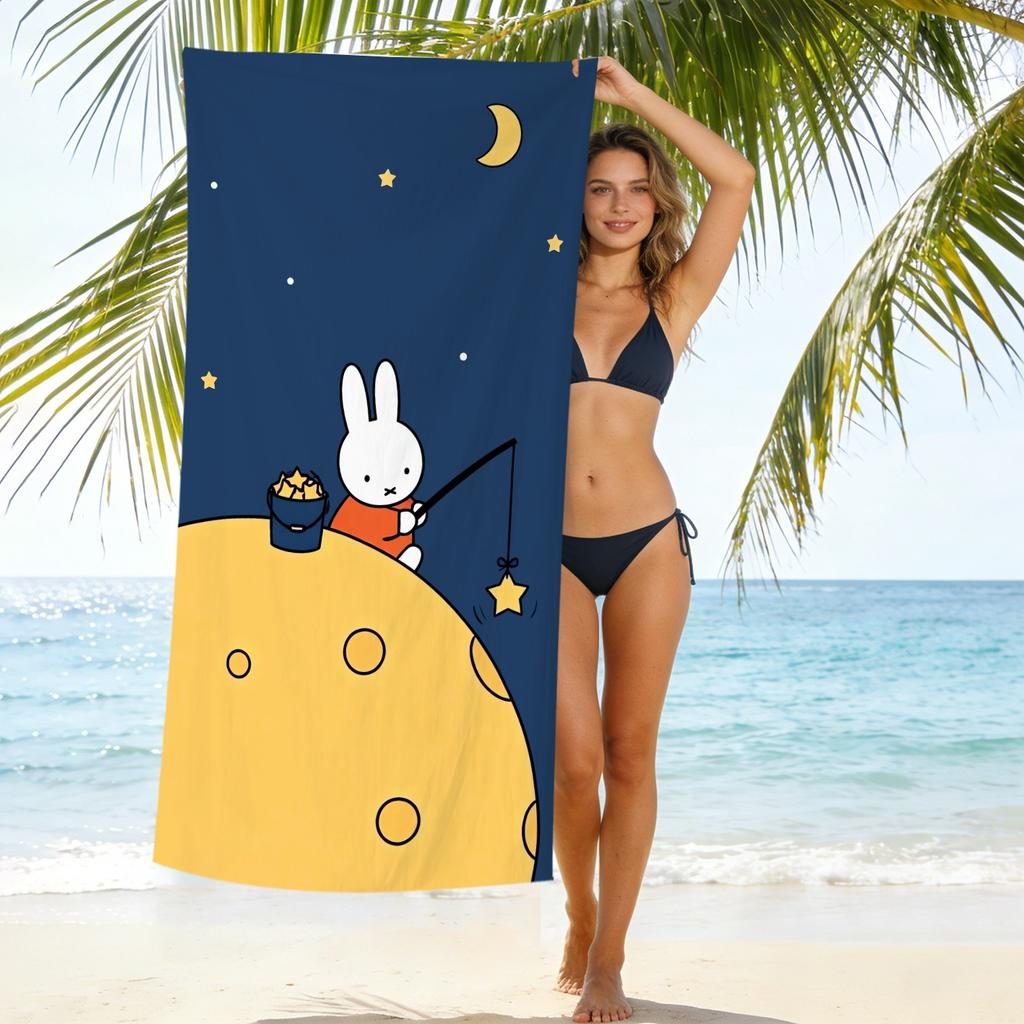 New Cute Rabbit Printed Microfiber Beach Towel Quick Dry Soft Bath Towel For Kids