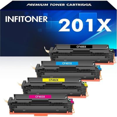 Toner Cartridge - 201X/201A (Pack 4) - Compatible HP Color LaserJet Pro MFP M277/M252 - High Yield - Multicolor