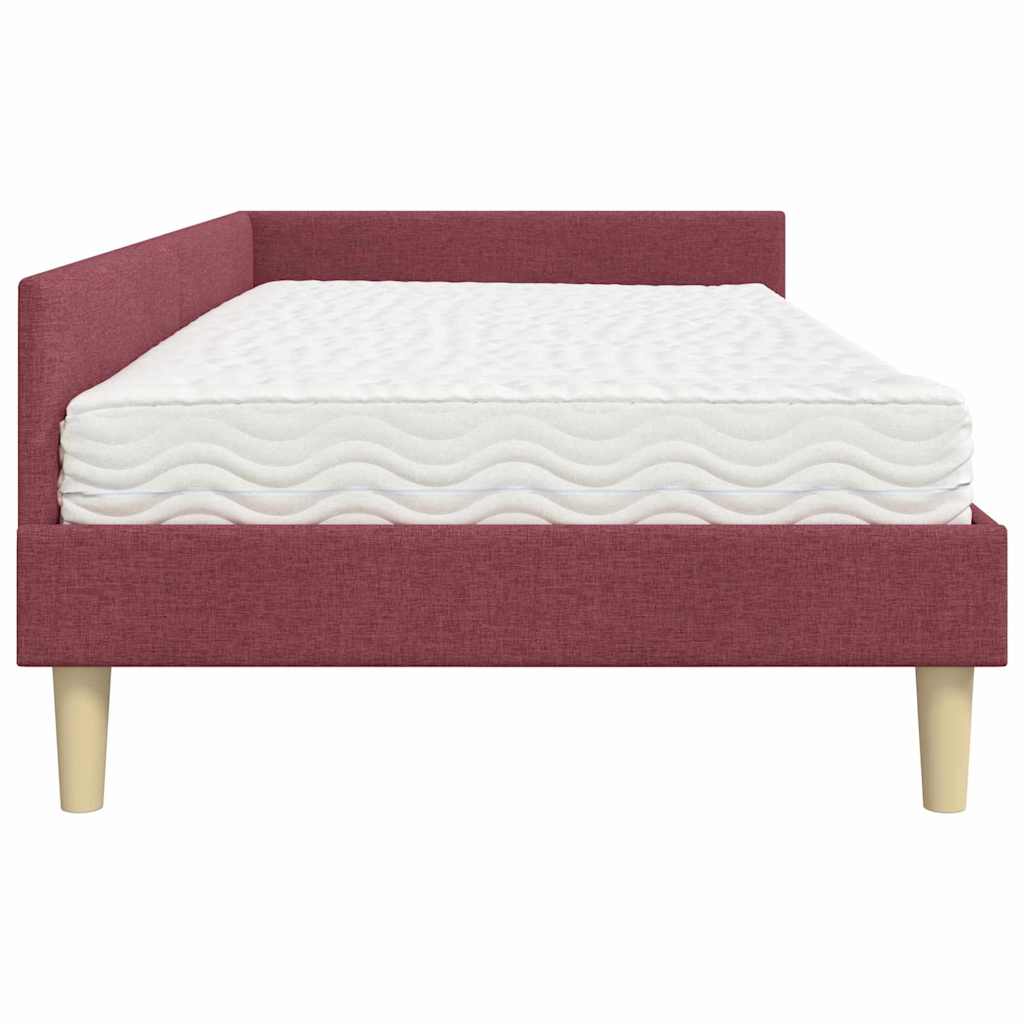 Corner Bed Frame with Mattress 2 pcs Grey Fabric
