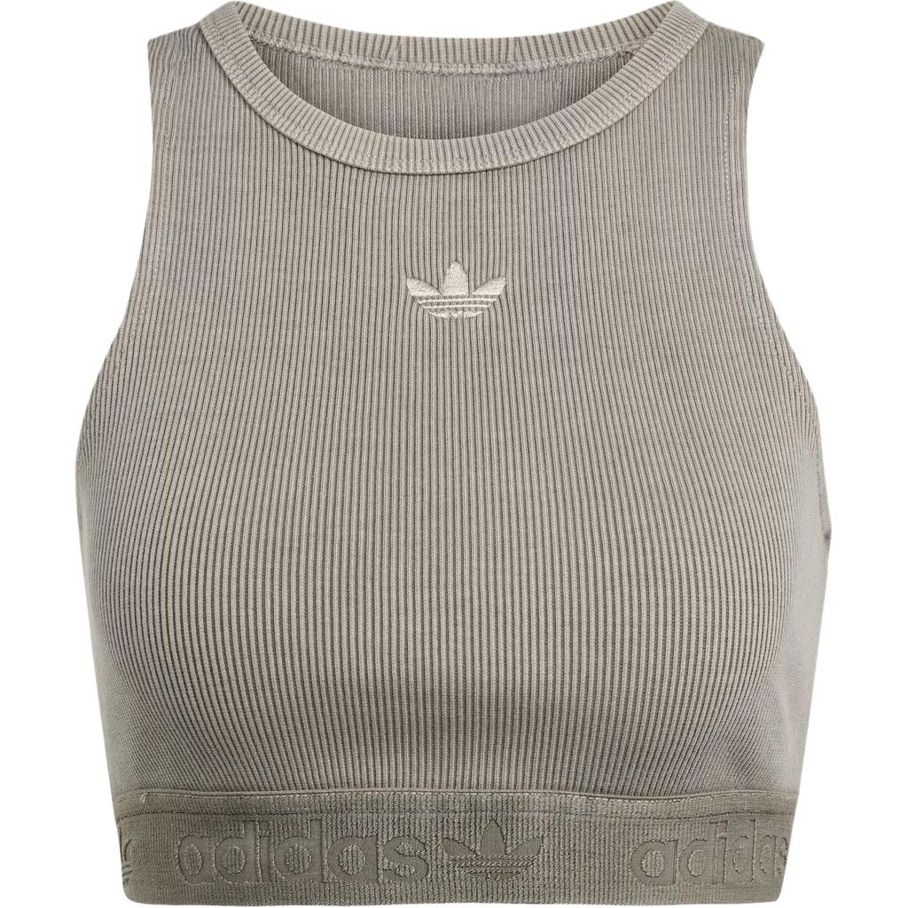 Adidas Originals Fitted Sleeveless Crew Neck Bra Women Underwear Pebble JW3586