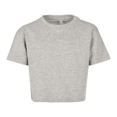 Build Your Brand Girls Heather Jersey Crop T-Shirt