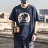 Men's Short-Sleeve Cotton Loose Print Round Neck Tee