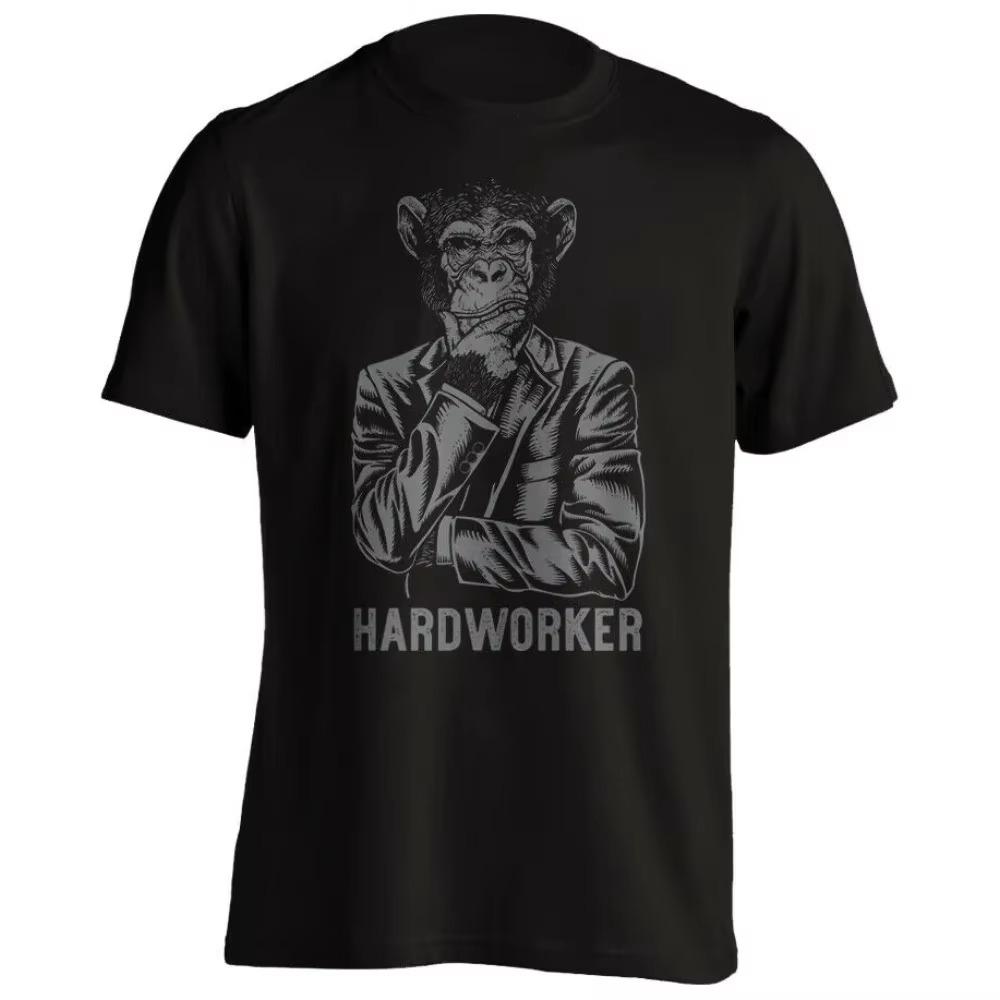 Hardworker Monkey Funny Business Office Worker T-Shirt 100% Cotton O-Neck Summer Short Sleeve Casual Mens T-shirt Size S-3XL