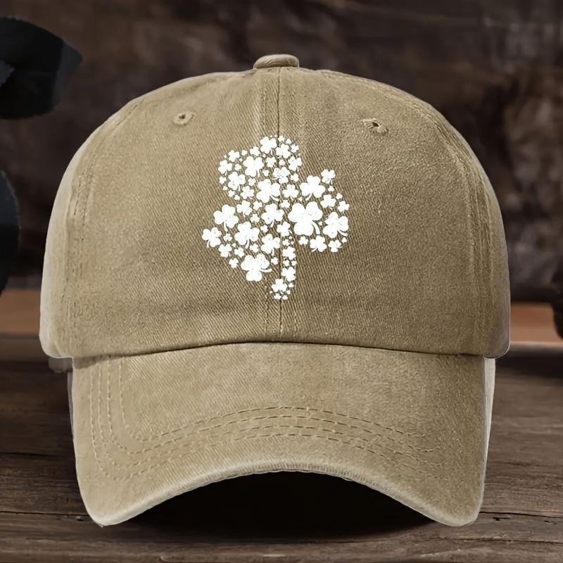 Verstellbare Baseballkappe im Retro-Stil mit Kleeblatt-Printmuster, Outdoor-Sonnenhut, modisch und lässig für den täglichen Gebrauch