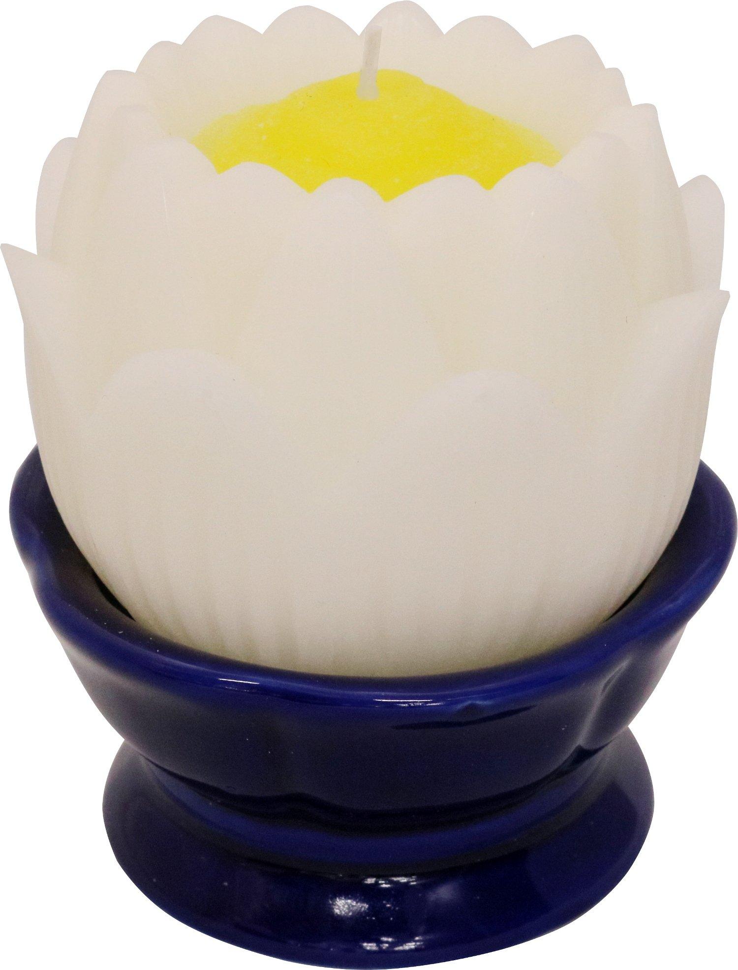 

Nihon Candle Lotus Candle with Stand, White