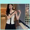 College Style Knit Vest For Women With Ice Silk Fabric Summer Sleeveless Top For Casual Wear