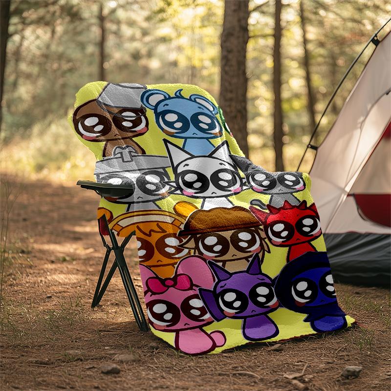 1pc SPRUNKI8 Theme Blanket - Digital Print, Polyester, Cozy for All Seasons, Perfect for Outdoor, Camping, and Travel