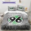 Hannover 96 Bettwäsche mit individuellem Namensmuster, Steppdecken-Set, Bettbezug, Kissenbezug, Heim-Geburtstagsgeschenk(1 Bettbezug + 2 Kissenbezüge, ohne Füllung)