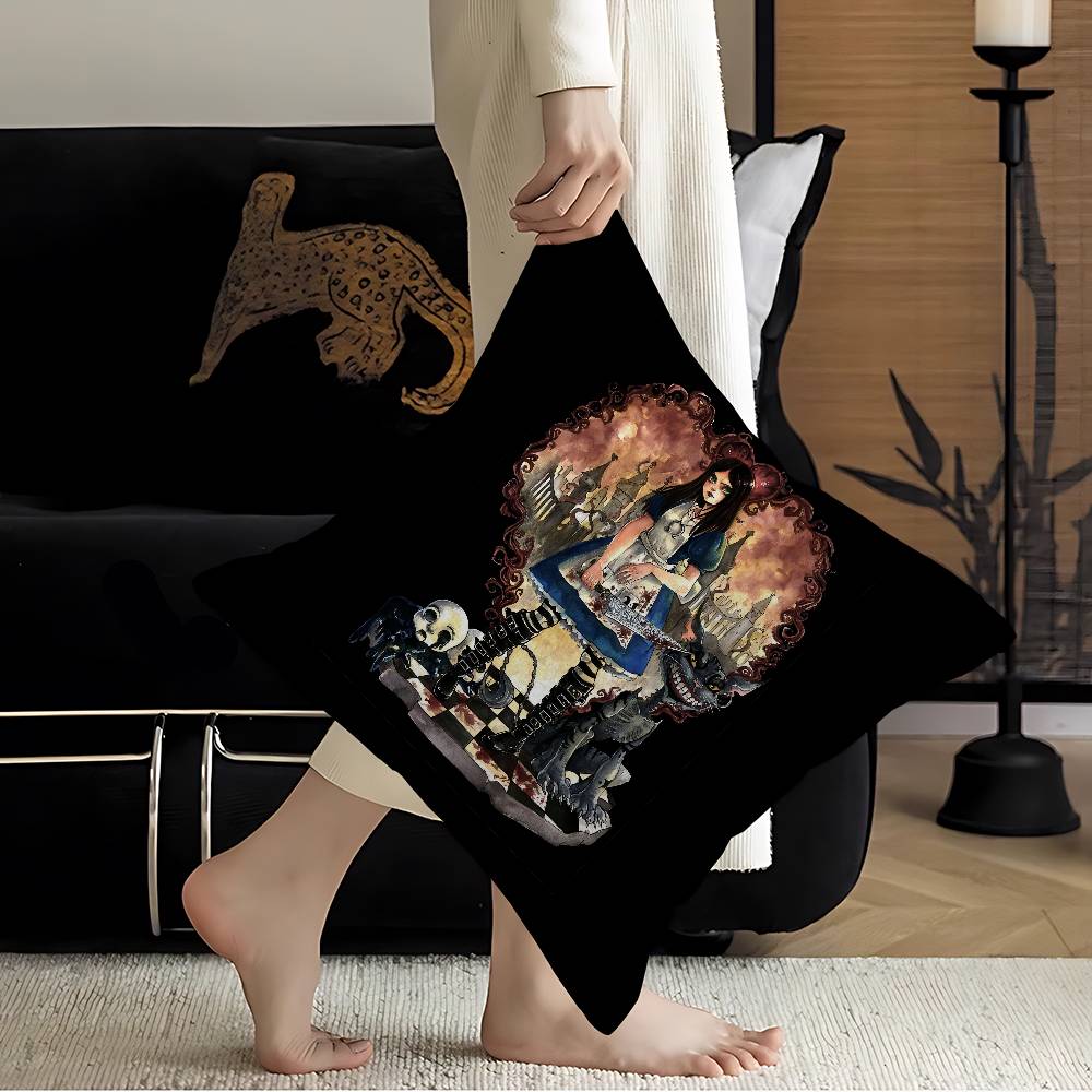 Horror Game AAlice MMadness RReturns Pillow Covers Cartoon Sofa Decorative Home Doublesided Short Plush Cute Cushion