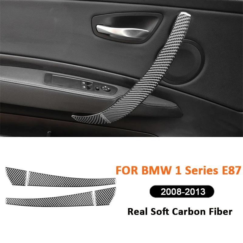 

2PCS For BMW 1 Series E87 2008-2013 Carbon Fiber Auto Interior Decal Inner Door Pull Armrest Panel Trim Cover Decoration Sticker чёрный