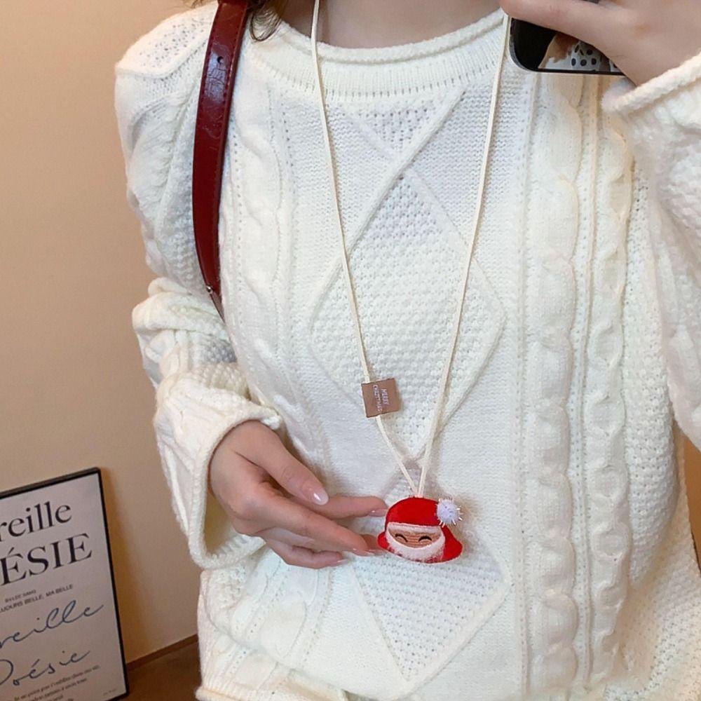 Snowman Christmas Necklace Elk Long Necklace Fashion Sweater Chain Pendant  Women