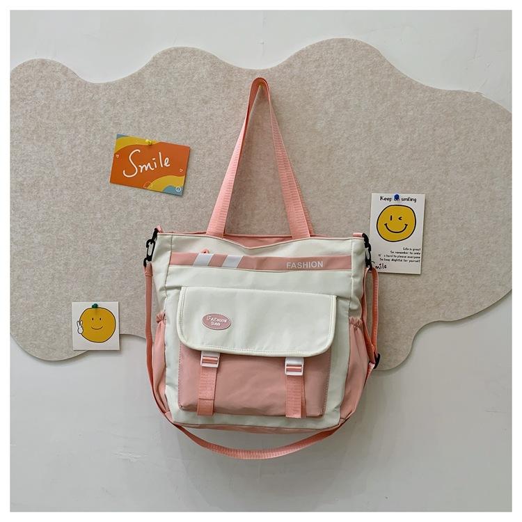 Fashion Nylon Bag Female Shoulder Student Make-Up Bag Large Capacity Versatile College Student Class Messenger Bag