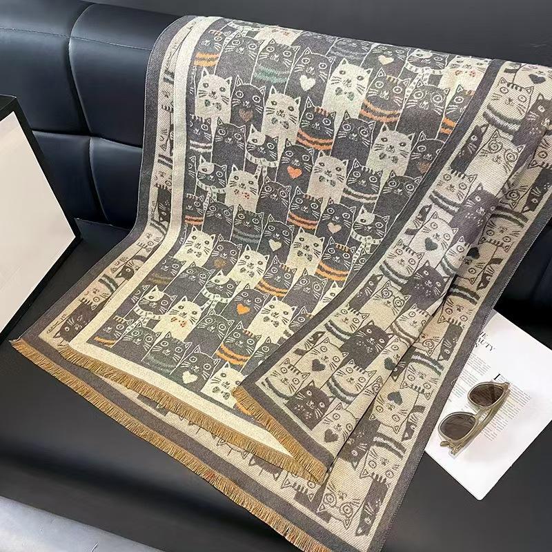 Jacquard Landscape Painting Imitation Cashmere Scarf Women'S Office Air-Conditioned Room Thickened Warm Long Trendy Shawl