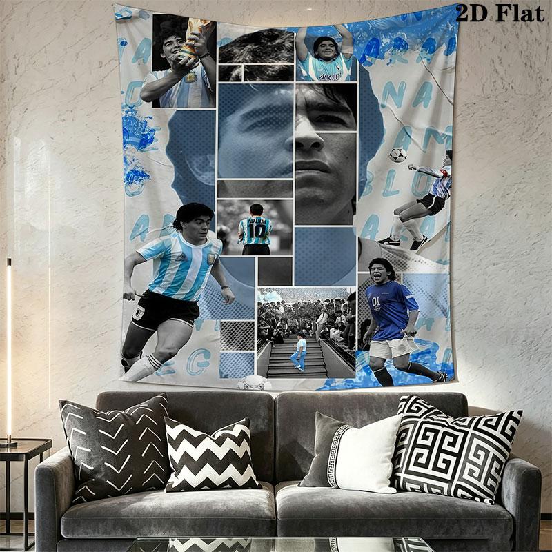 1PC Football Superstars Wall Hanging Printed Fabric Blanket Decorative Tapestries for Bedroom Living Room Home Decor