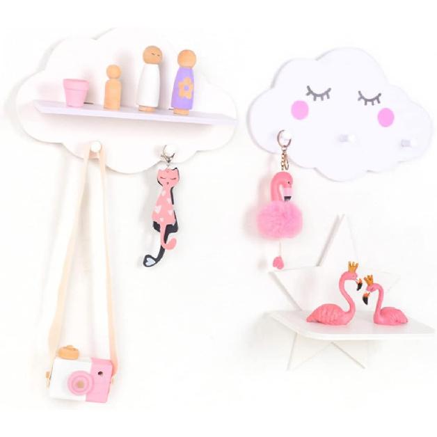 Wall Hanging Rack with Creative Coat Hooks for Porch Storage Home Decor Shelf for Organizing Sundries Living Bedroom Entryway