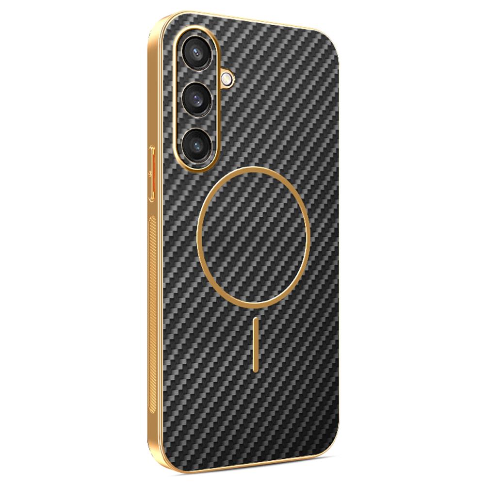 

For Samsung Galaxy S26 Case Carbon Fiber Textured Electroplated TPU Phone Back Cover