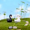 Hvit/Sort Mini Swan Hage Ornament Miniatyr Figur Plantepotte Fe Hage Dekor