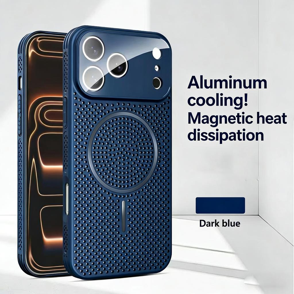 Heat Dissipation Cooling Mesh Hole For Magsafe Case for iPhone 17 16 15 14 Plus 13 12 Pro Max Hard Magnetic Len Protection Cover
