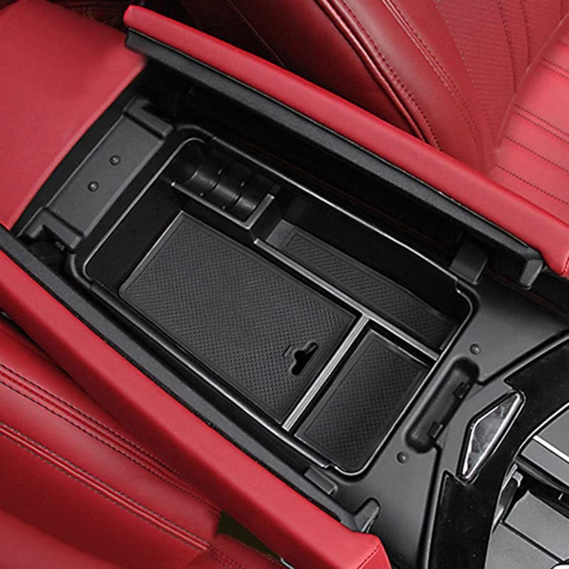Center Armrest Storage Box Cover Trim Car Organizer for Maserati for Quattroporte 2013-2016 Ghibli 2014-2016 Levante 2016-2018 Armrest Storage Box