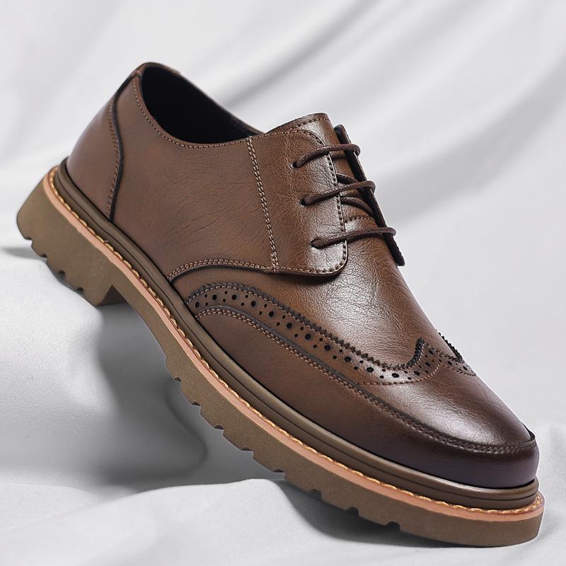 

Brock leather shoes men s 2025 autumn dress business casual leather shoes British style retro board shoes 43