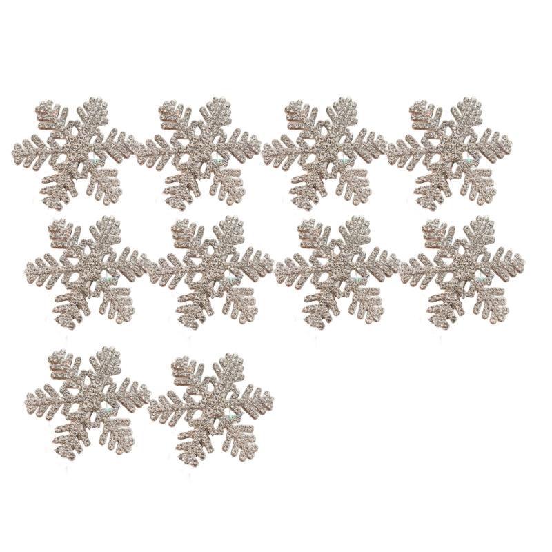 Snowflake Shape Hair Clip With Festival Charm Winter Christmas New Year Gift For Women Girl Holiday Theme Party 10PCS