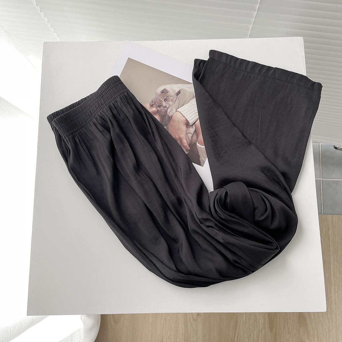 

Sunscreen ice silk wide-leg pants women s summer casual versatile cool teacup high waist drooping straight pants M