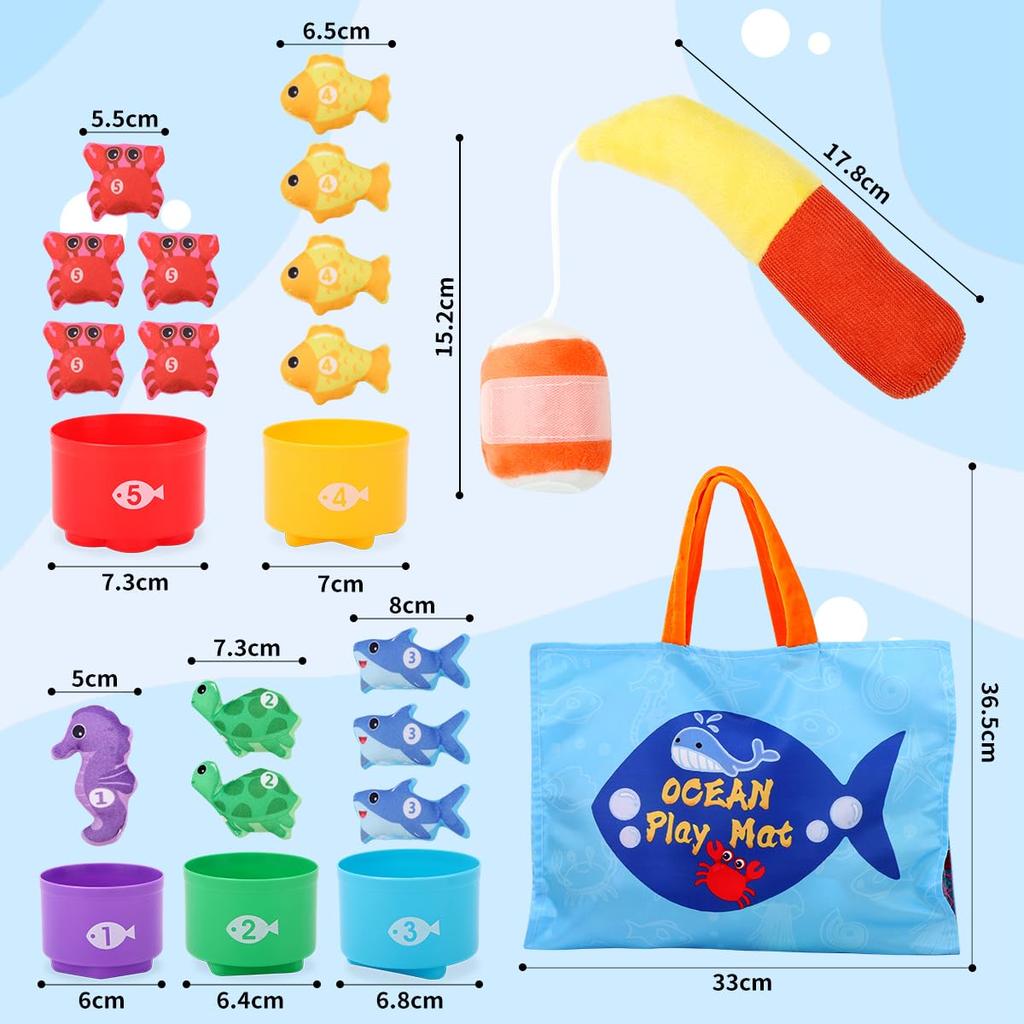 Montessori Educational Cloth Fishing Toy for Boys and Shape Early Finger Popular Gift for Ages and Baby Shower Preschool Entry Day Birthday Gift