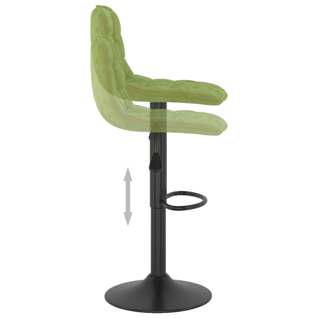 Bar Stool Set of 2 Light Green Velvet
