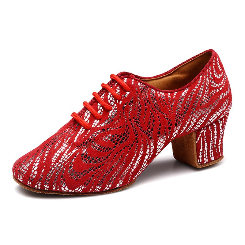 Moderne Jazz-Tanzschuhe aus Wildleder für Damen und Mädchen, glänzende Tanzschuhe für Lehrer, Übungstanzschuhe, rutschfest, mittlerer Absatz, 5 cm
