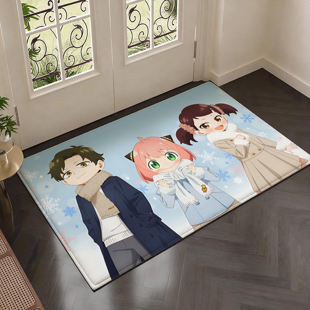 Cute Hot Anime S-Spy X Familys Floor Mat Soft Thickened Flannel Door Mat Non-Slip Living Room Rug Home Decor
