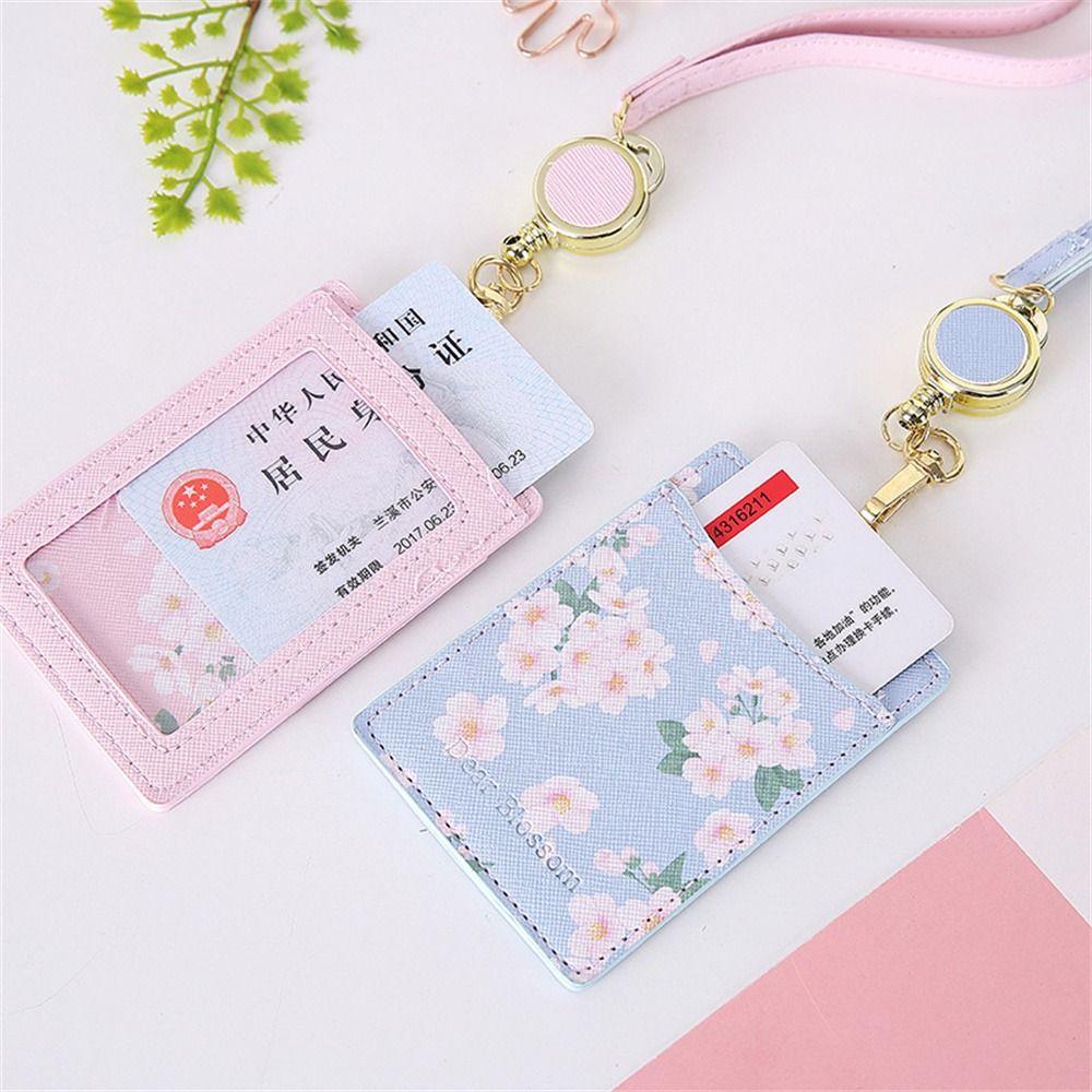 Credit Card Keyrings Student Sakura ID Card Holder Bus Card Cover Lanyard Card Holder Business Card