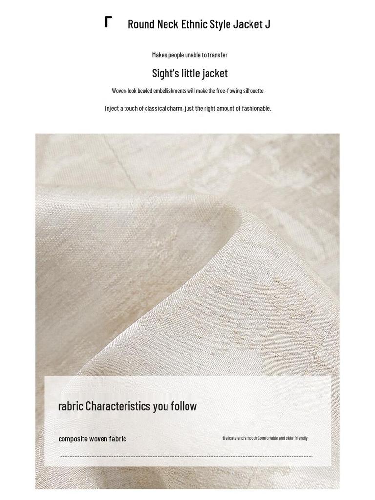 Tachi Women's Chinese Style Round Neck Linen Blend Jacket