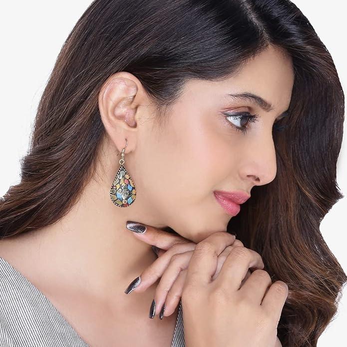 Drop Earrings For Women | Traditional Women Earrings Sets | Ethnic Combo Set Tibetan Laac Drop Earrings For Girls