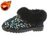 Winter Round Toe Flat Sequins Fleece-lined Woman Shoes Padded Y2k Work Furry Trend 2025 Designer Luxury Hot Snow Boots for Women