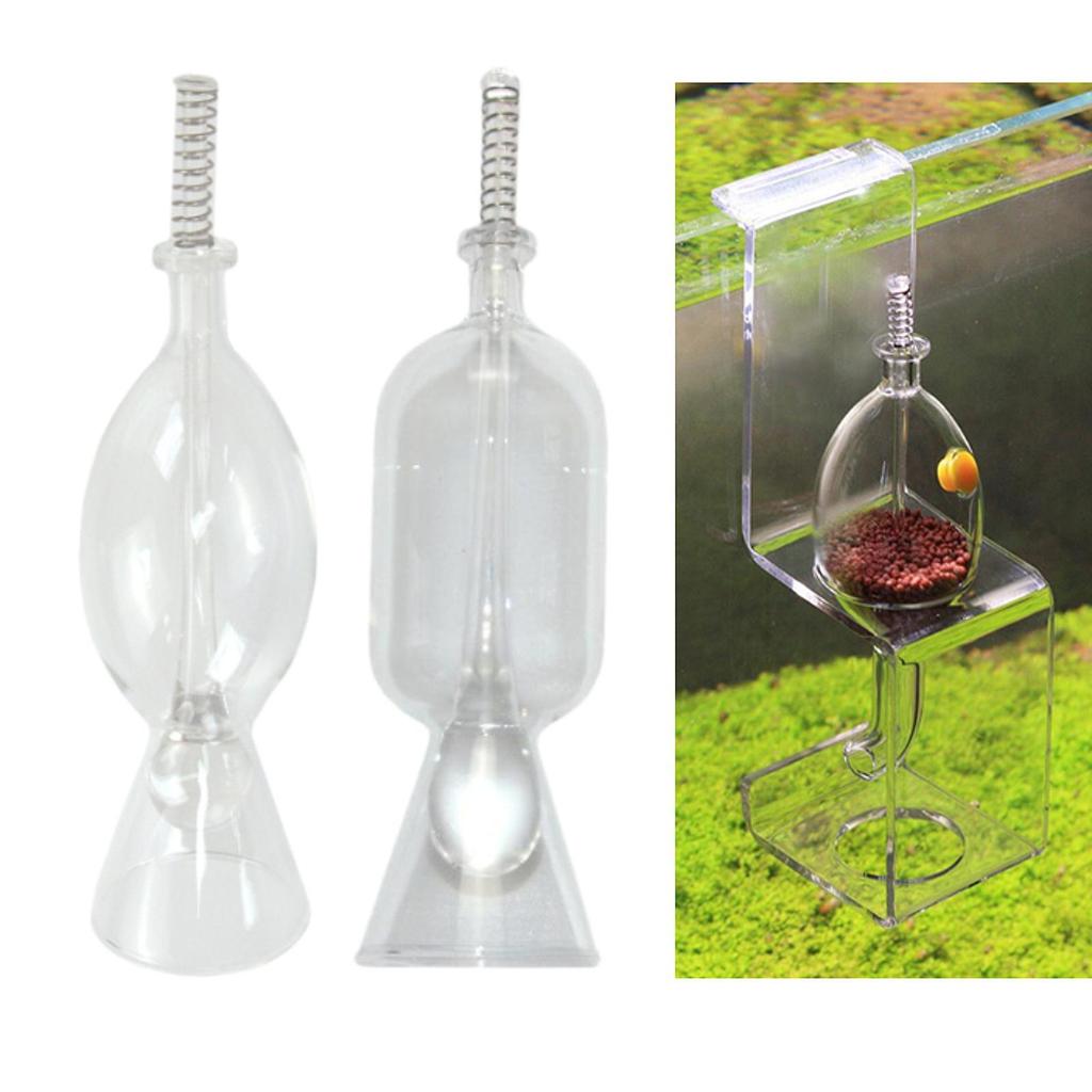 Glass Aquarium Feeder Transparent Fish Food Dispenser Easy Cleaning Device for Freshwater and Saltwater Tank Feeding