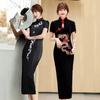 1011 New Spring and Summer Cheongsam Dress Long Chinese Embroidered Dragon Pattern Performance Women's Clothing Banquet Birthday Clothing