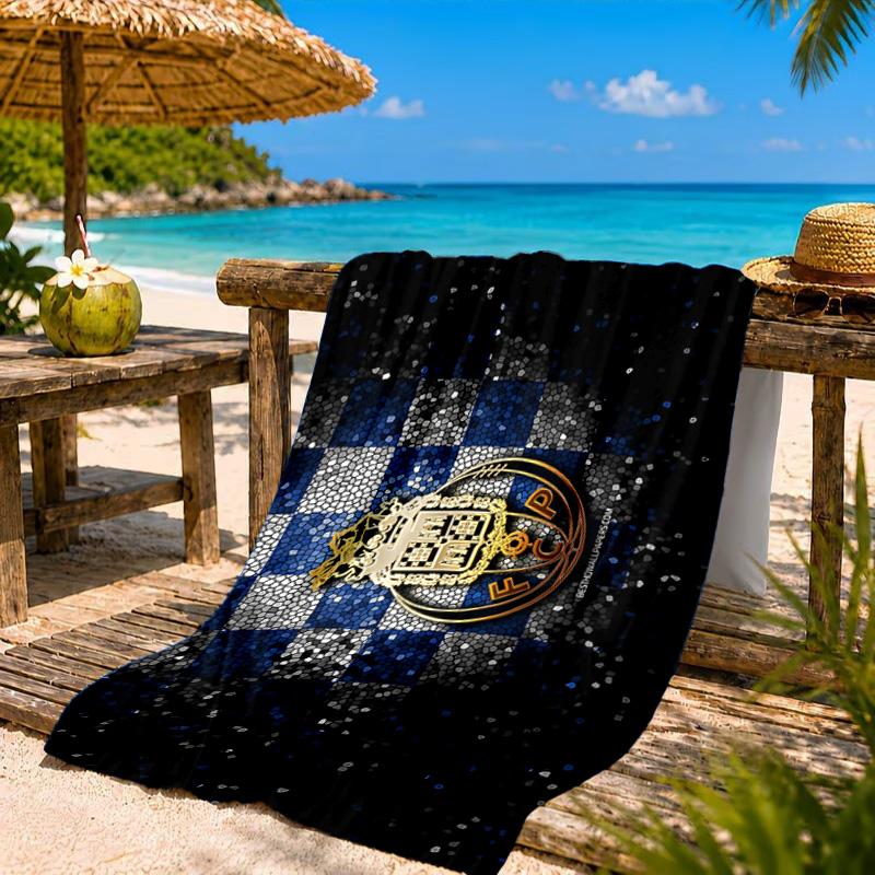 Fc Emblem Printed Microfiber Beach Towel, Soft And Absorbent, Quick-Dry, Ideal for Summer Travel, Beach Essential, Swimming Pool