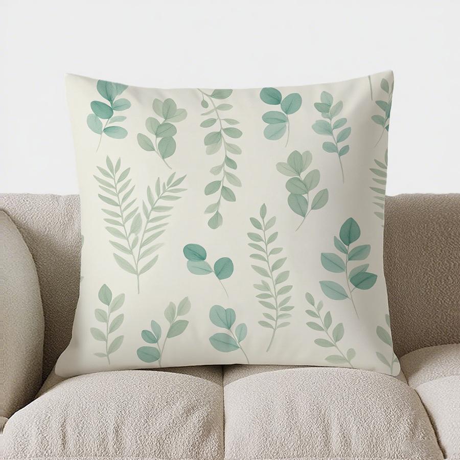 Home Decor Elegant Eucalyptus Leaf Pattern Throw Pillow Pattern Cushion Cover Suitable For Sofa Bedroom Car Pillow Cover