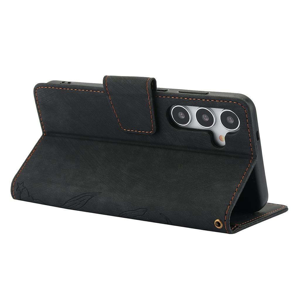 SY-001 For Samsung Galaxy S26 Case Flower Butterfly Leather Wallet Phone Cover with Hand Strap