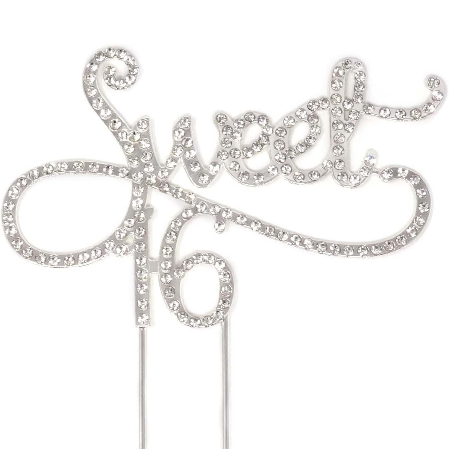 

Bling Crystal Sweet 16 Birthday Cake Topper Best Keepsake 16th Party Decorations Silver Brick Cake Decoration For Birthday