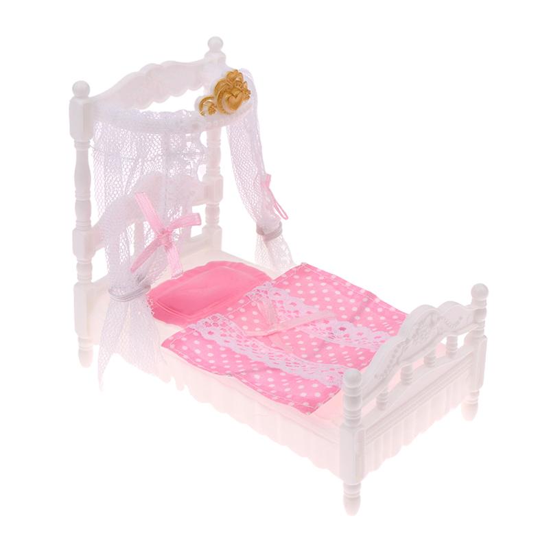 1/12 Dollhouse Princess Bed Bedsheet Mosquito Net Kit Dollhouse Bed Room Furniture Decoration Dolls House Accessories