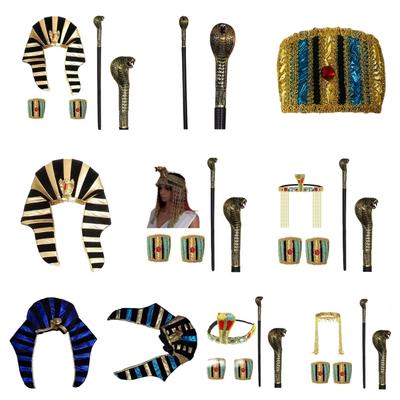 Chapéu de Faraó Cosplay Adorno de Cabeça Cetros Adorno de Cabeça para Menina Halloween Aro de Cabelo Cosplay Serpente Egípcia Aro de Cabelo