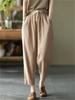 Harajuku Summer High Waist Elastic Women's Cotton Linen Wide Leg Capris Pants for Women Baggy Harem Pants Woman Trousers